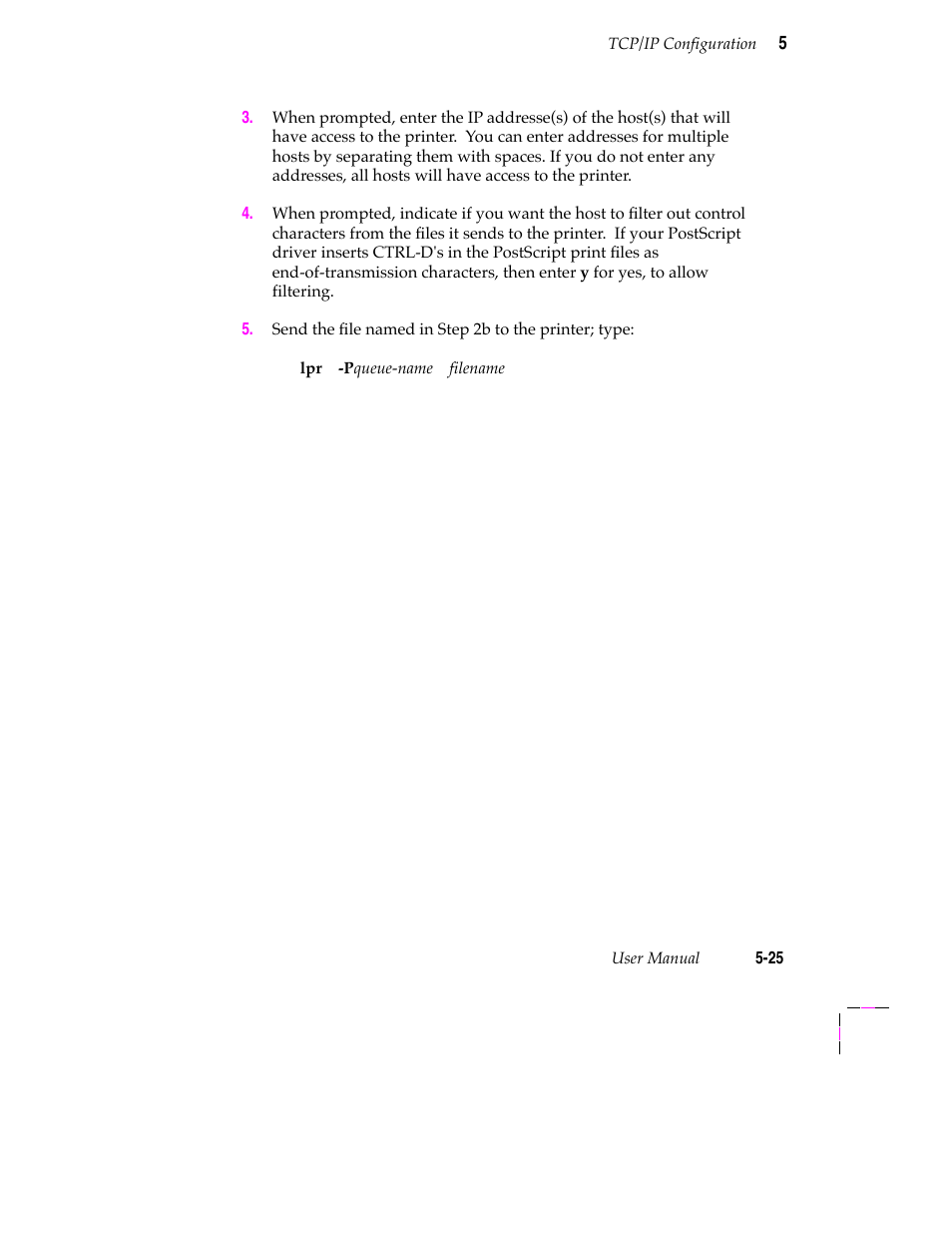 Setting your printerõs ip address 5-18 | Tektronix 200 Series User Manual | Page 89 / 112