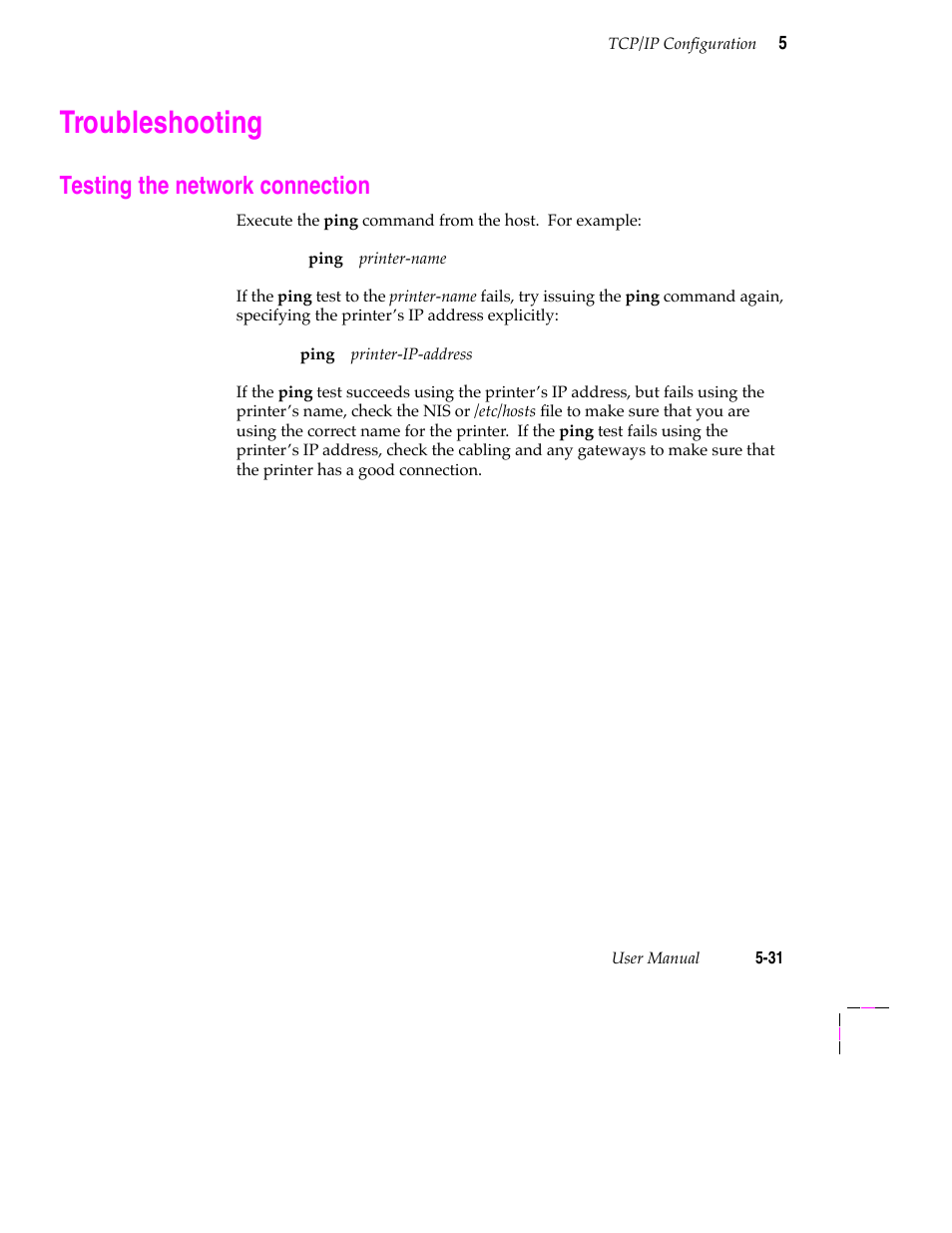 Troubleshooting, Testing the network connection | Tektronix 200 Series User Manual | Page 95 / 112
