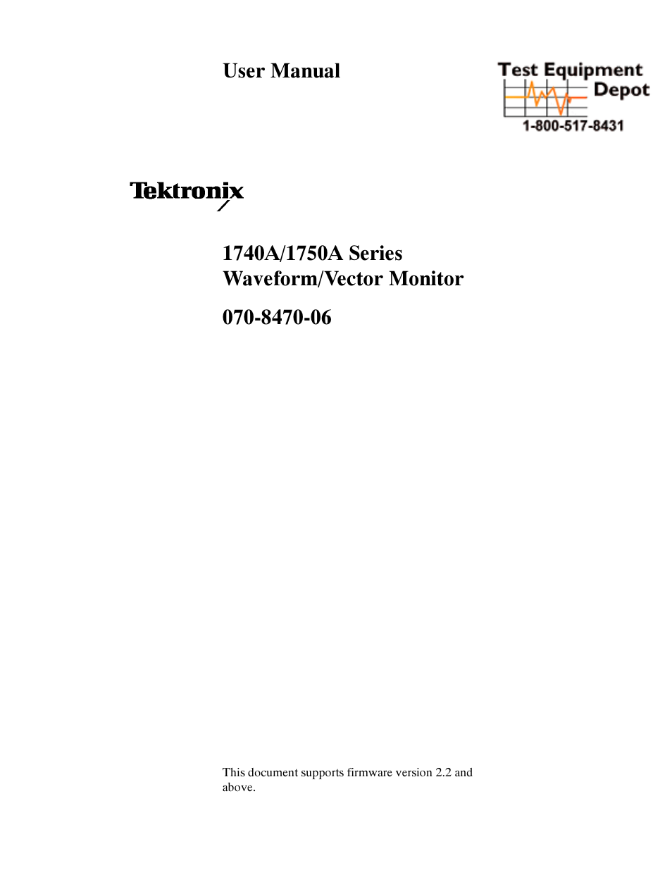 Tektronix 1740A/1750A User Manual | 143 pages