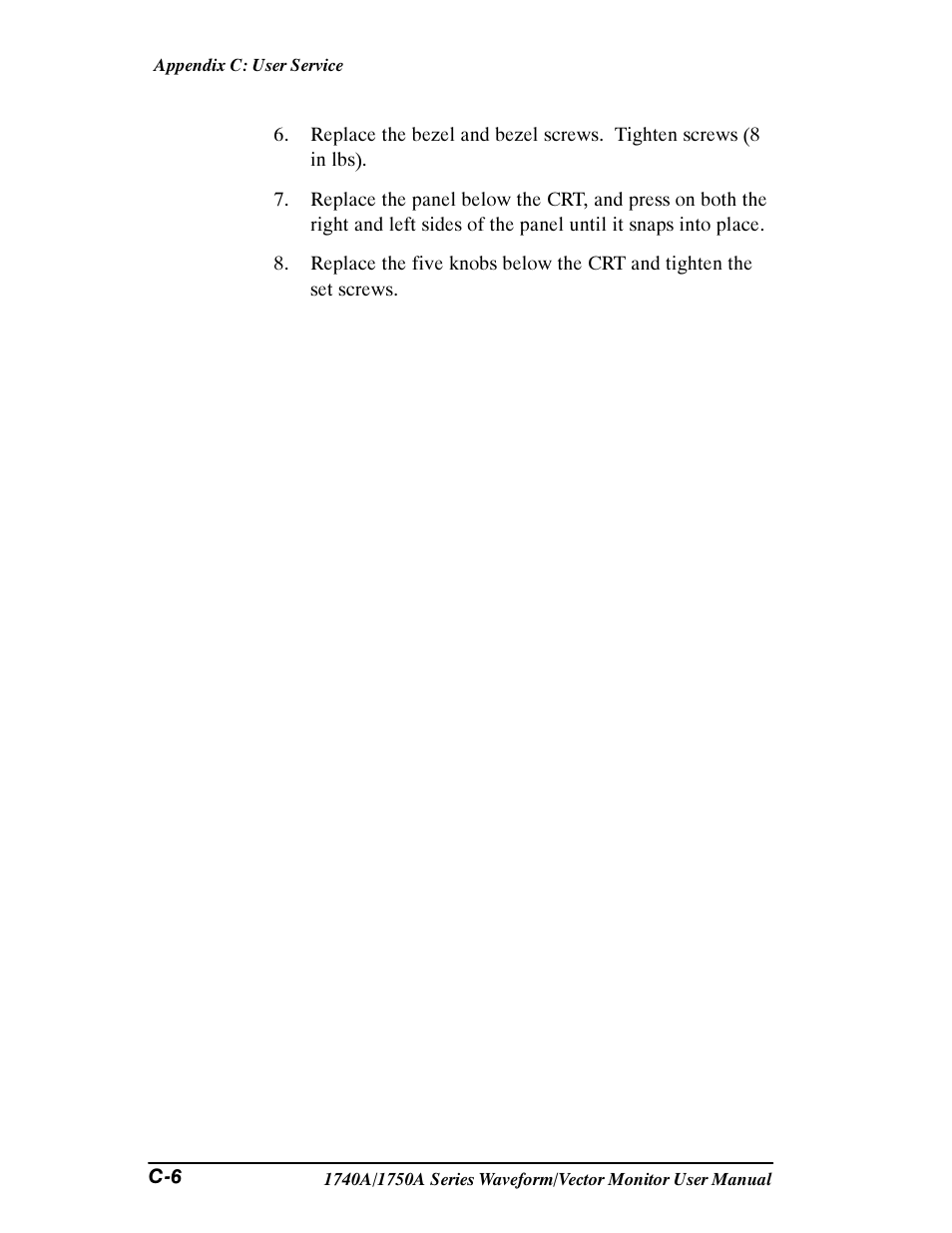 Tektronix 1740A/1750A User Manual | Page 126 / 143