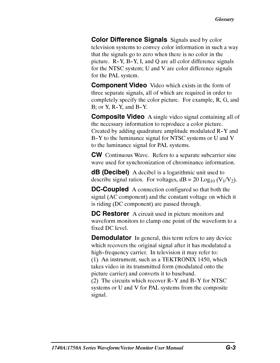 Tektronix 1740A/1750A User Manual | Page 132 / 143