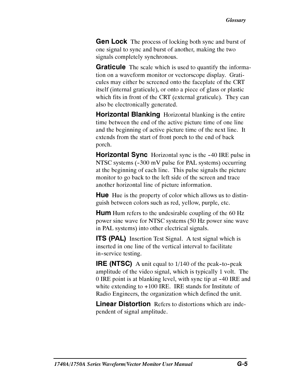 Tektronix 1740A/1750A User Manual | Page 134 / 143