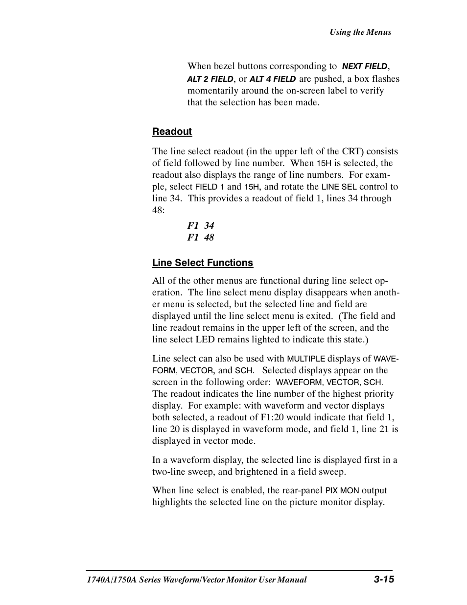 Tektronix 1740A/1750A User Manual | Page 70 / 143