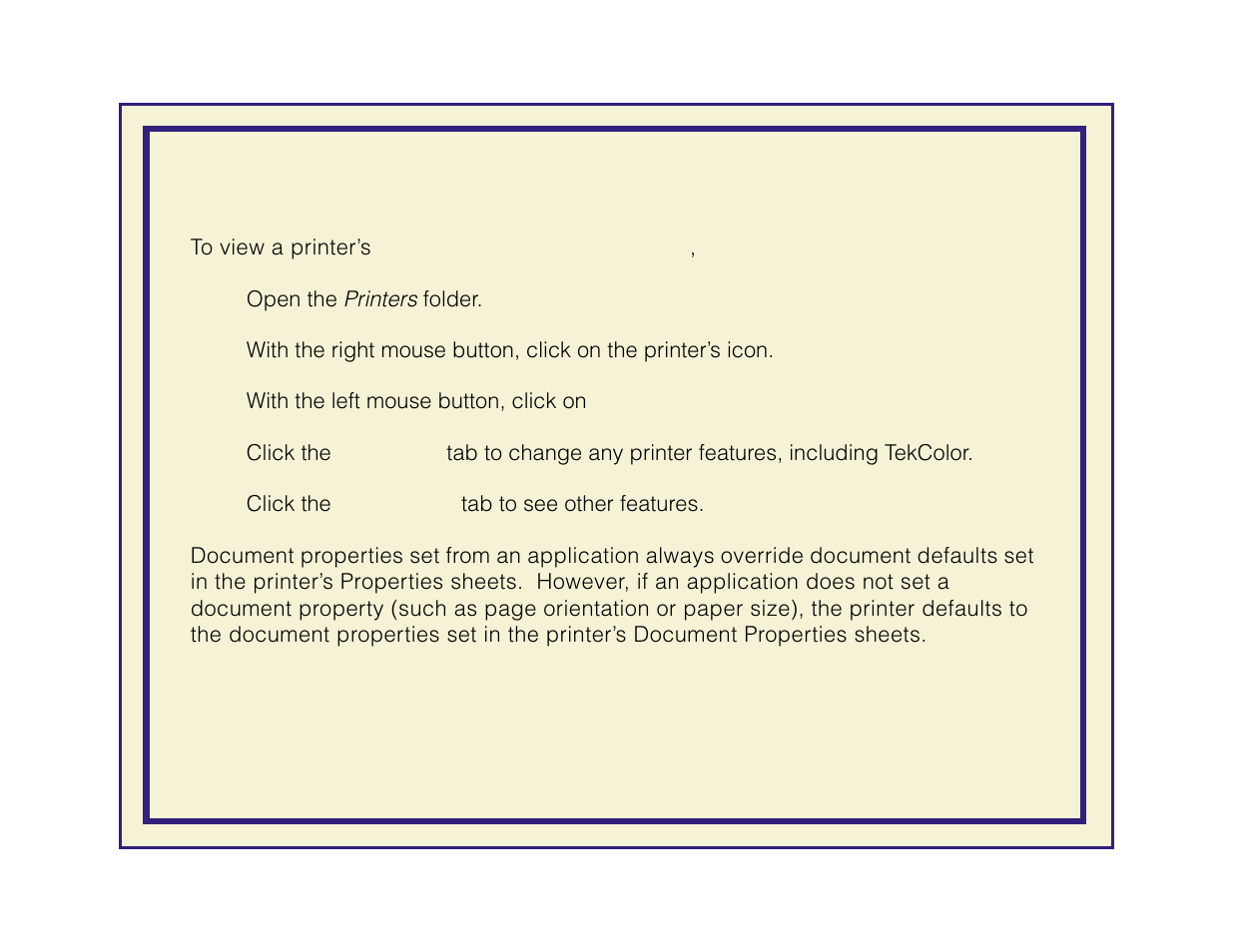 Selecting printer options from the control panel | Tektronix Phaser 600 User Manual | Page 139 / 798