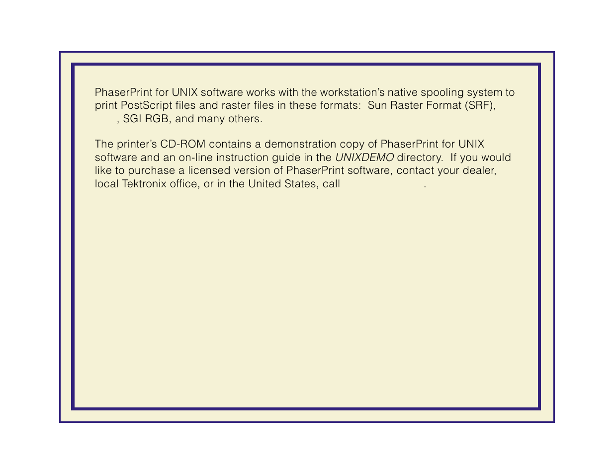 Unixdemo | Tektronix Phaser 600 User Manual | Page 162 / 798