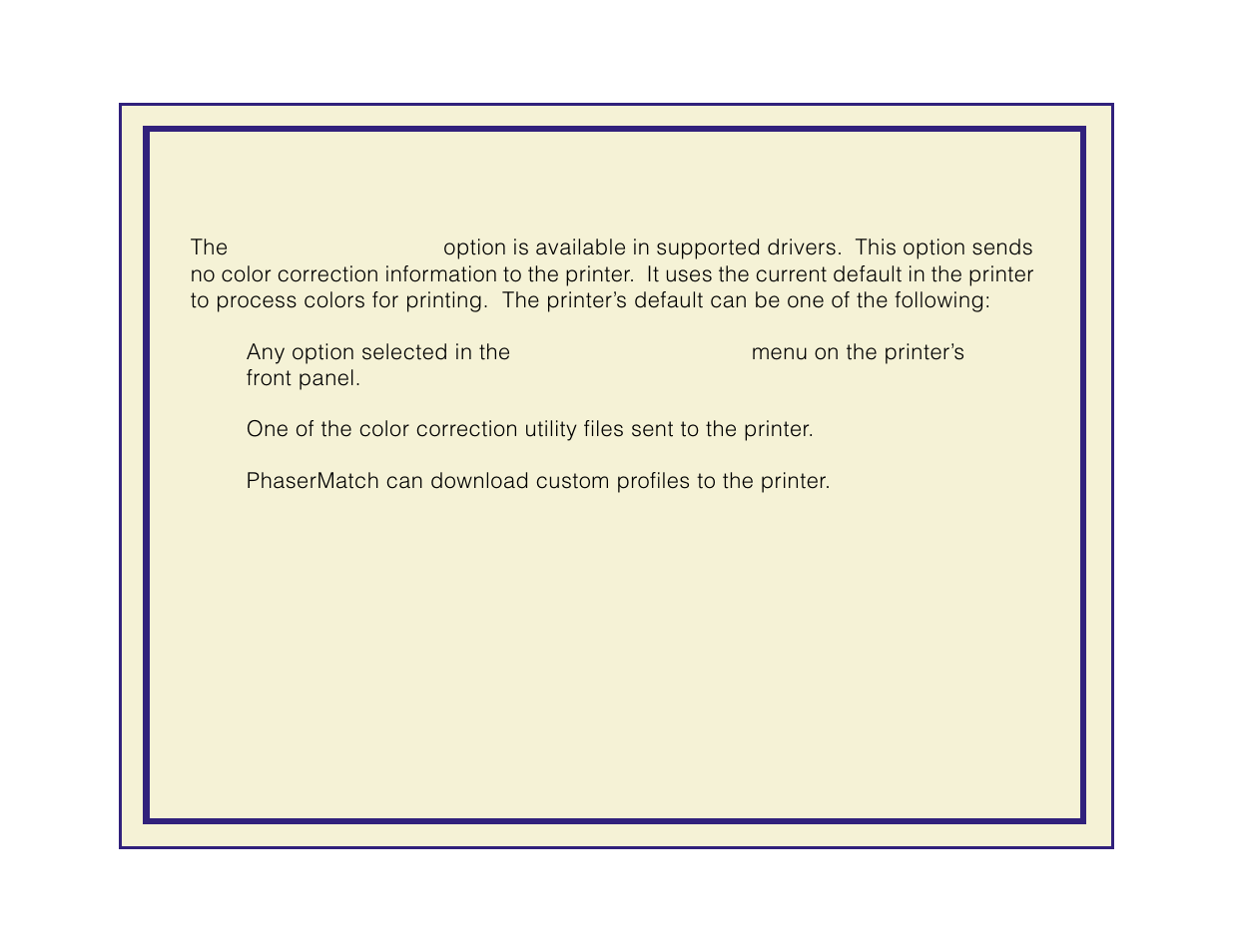 Using the printer’s current color defaults | Tektronix Phaser 600 User Manual | Page 228 / 798