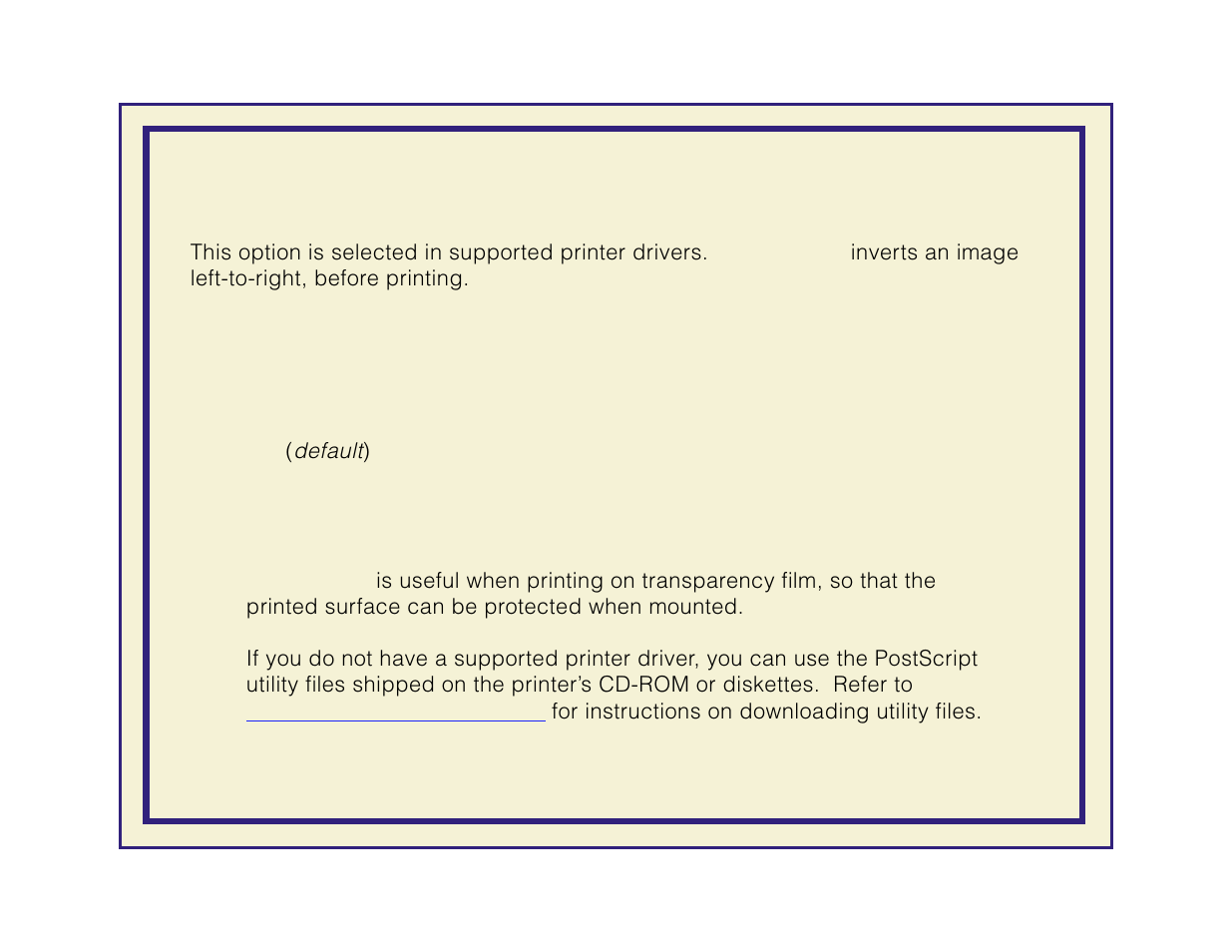 Mirror print, Options, Hints | Tektronix Phaser 600 User Manual | Page 244 / 798