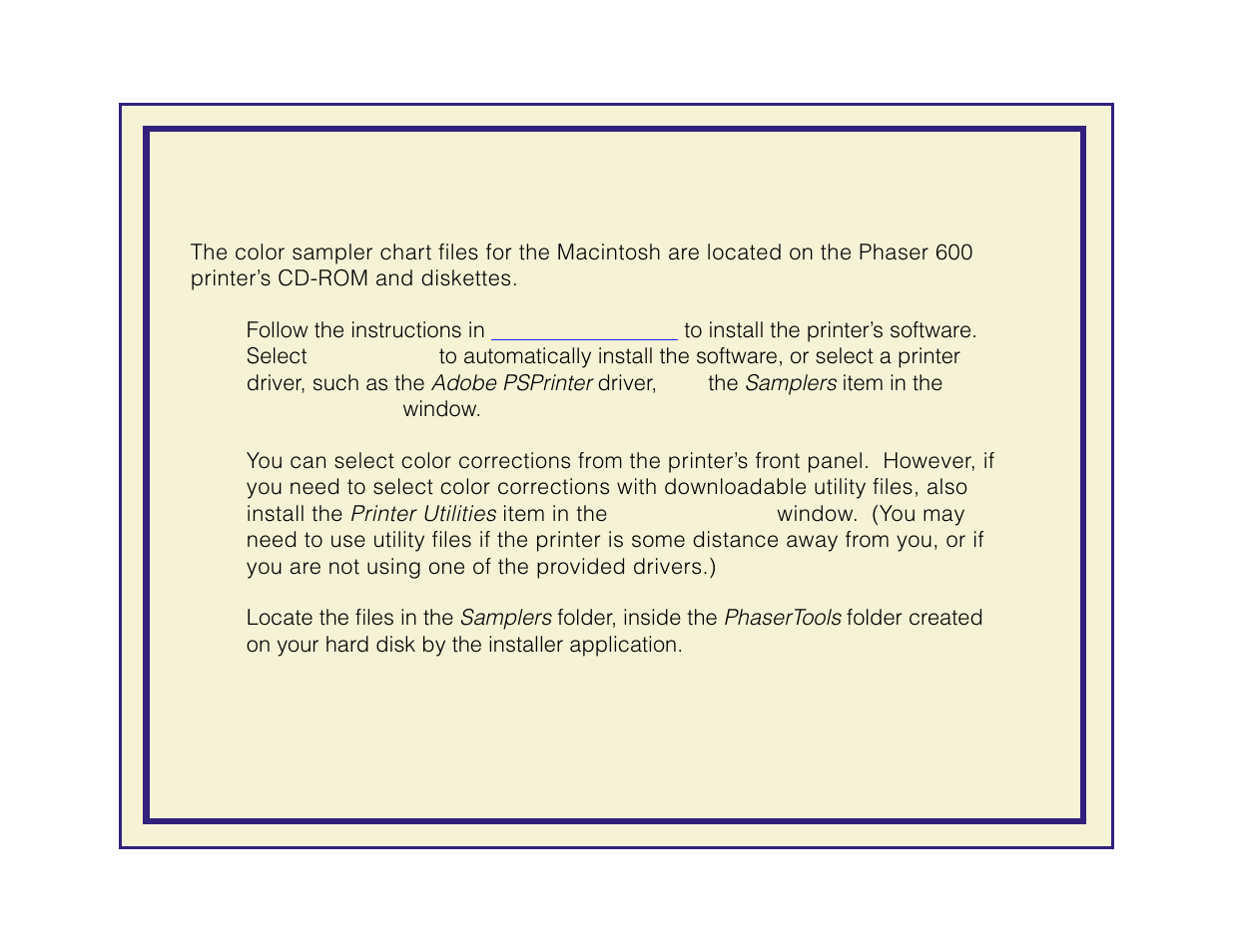 Installing the files, File. see | Tektronix Phaser 600 User Manual | Page 277 / 798