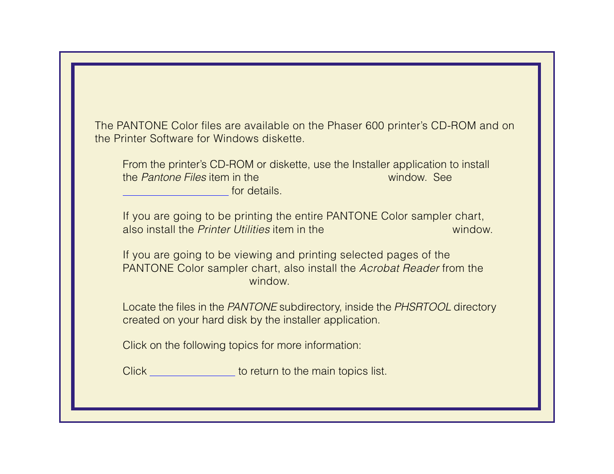 Installing the pc files | Tektronix Phaser 600 User Manual | Page 305 / 798