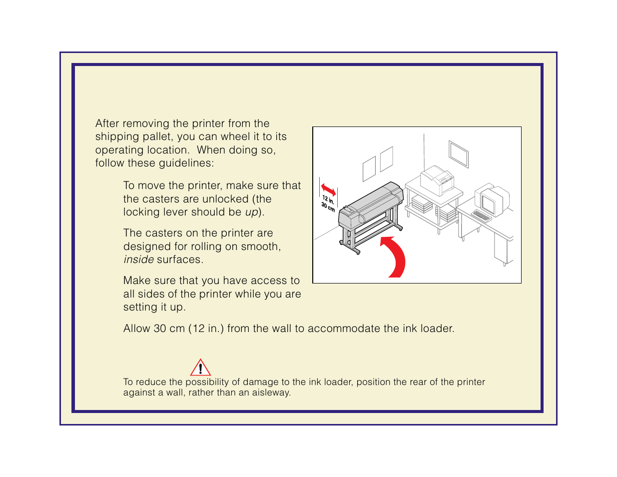 Moving the printer to its operating location, Inside | Tektronix Phaser 600 User Manual | Page 32 / 798