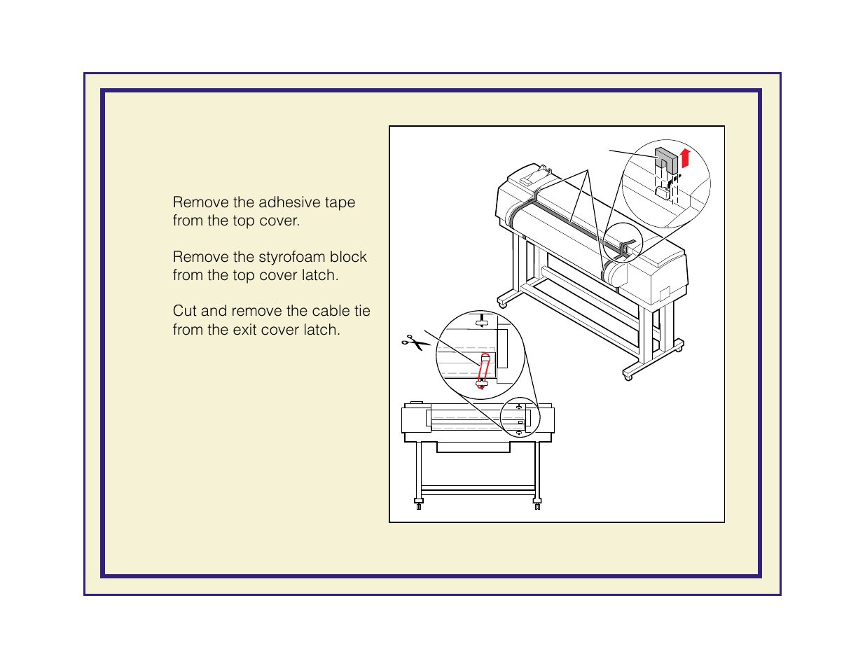 Removing adhesive tape and cable tie | Tektronix Phaser 600 User Manual | Page 33 / 798