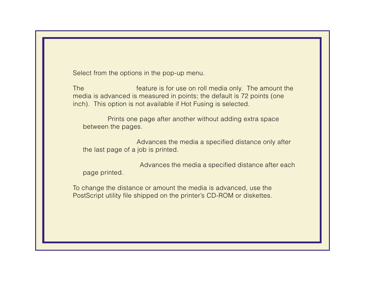 Advance media | Tektronix Phaser 600 User Manual | Page 354 / 798