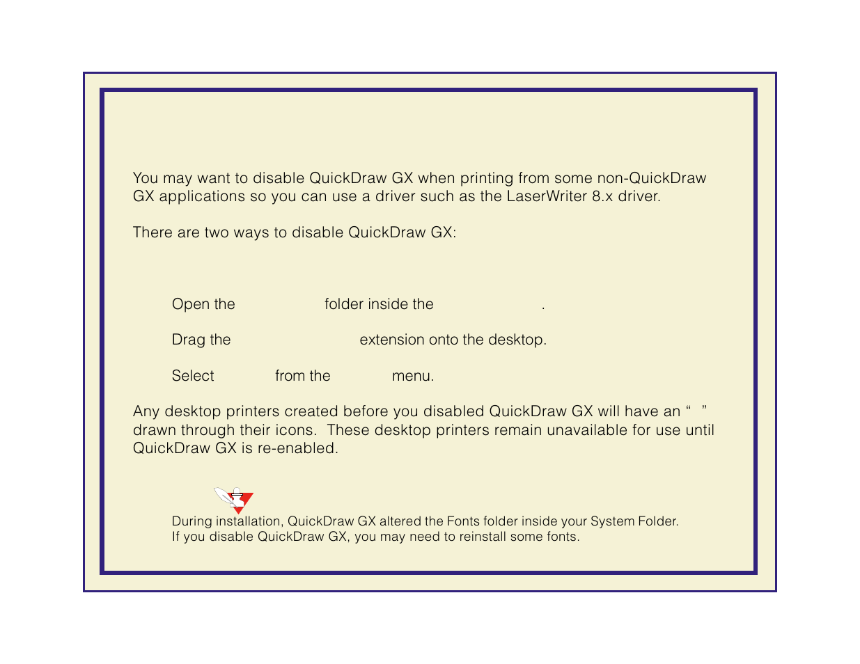 Disabling quickdraw gx | Tektronix Phaser 600 User Manual | Page 407 / 798