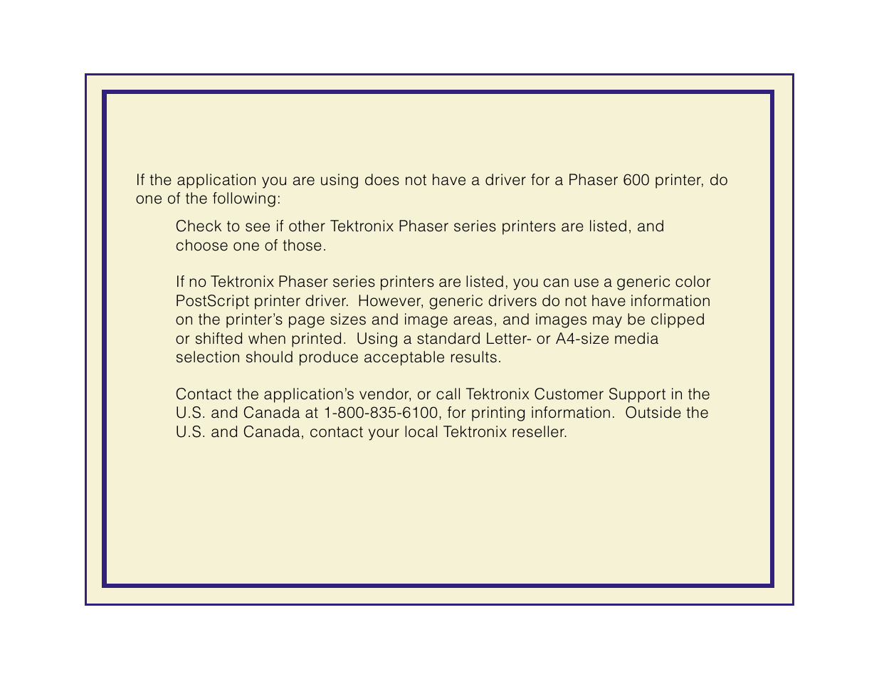 Using a non-tektronix driver | Tektronix Phaser 600 User Manual | Page 417 / 798