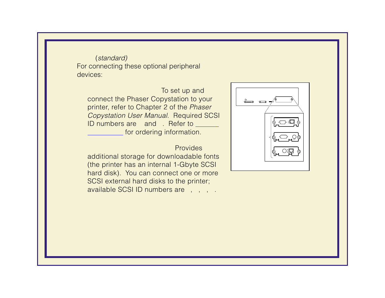 Standard), Phaser copystation user manual, 1scsi | For connecting these optional peripheral devices | Tektronix Phaser 600 User Manual | Page 45 / 798