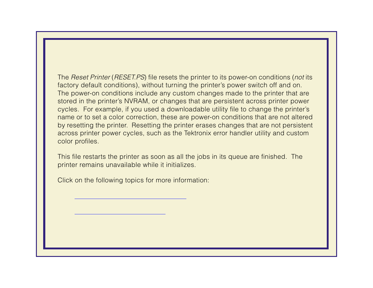 Resetting the printer | Tektronix Phaser 600 User Manual | Page 463 / 798