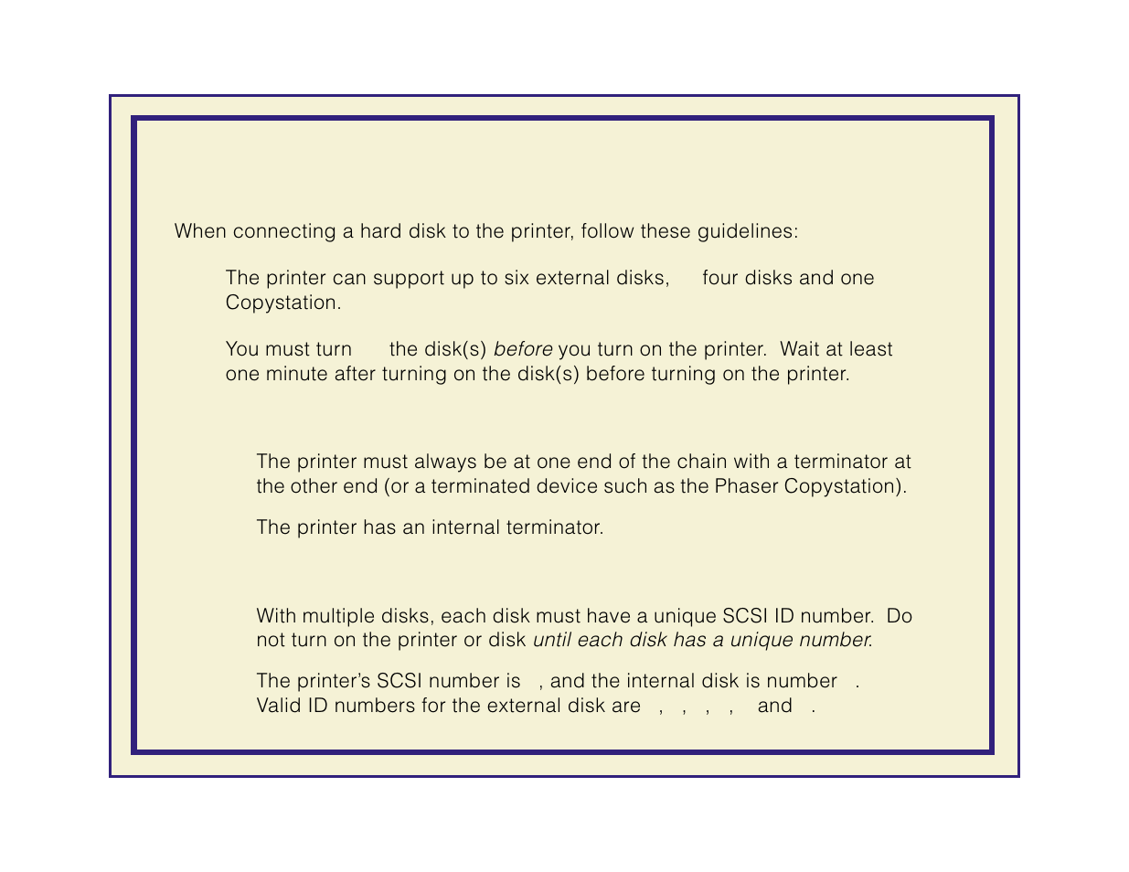 Important guidelines | Tektronix Phaser 600 User Manual | Page 503 / 798