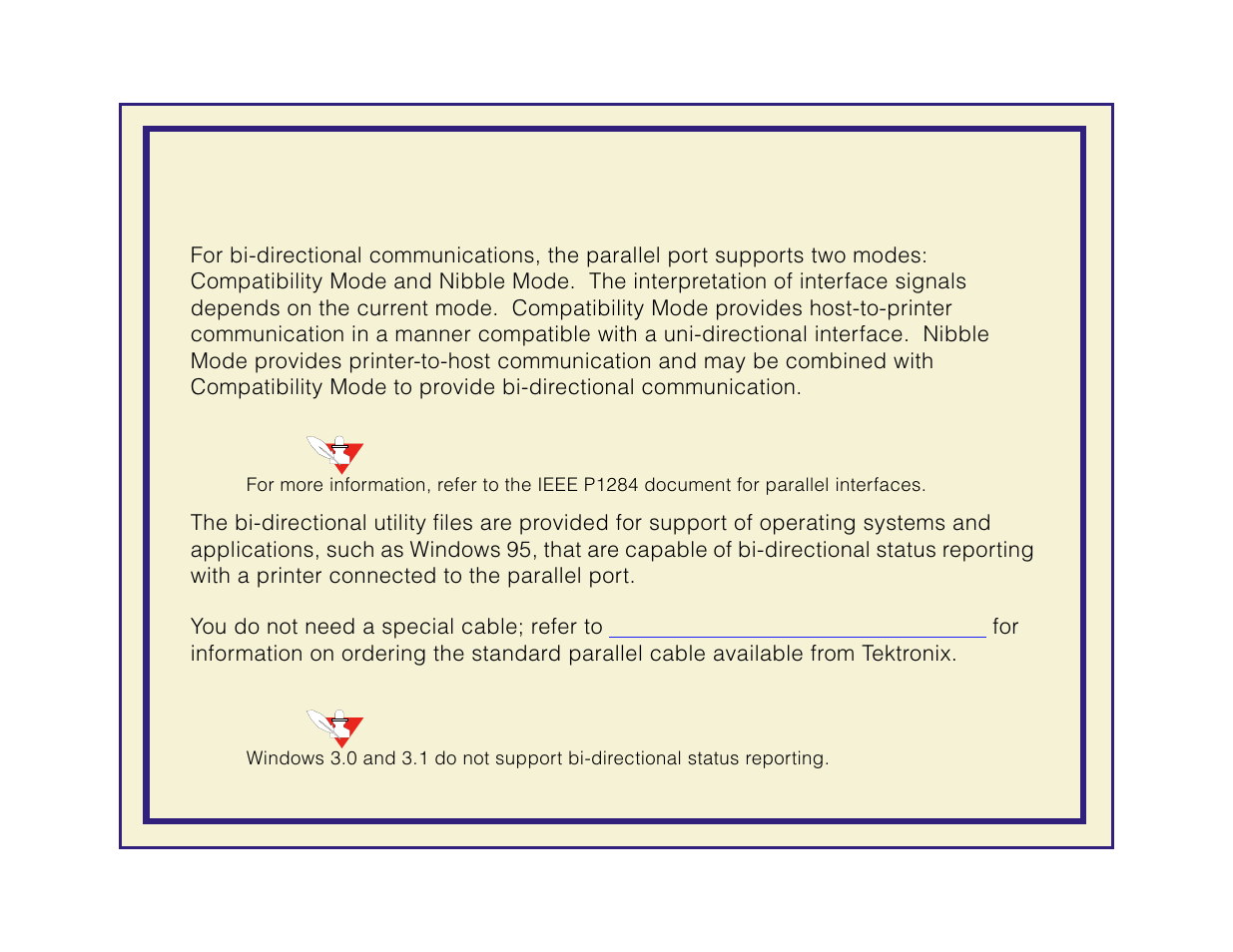 Bi-directional status reporting | Tektronix Phaser 600 User Manual | Page 524 / 798