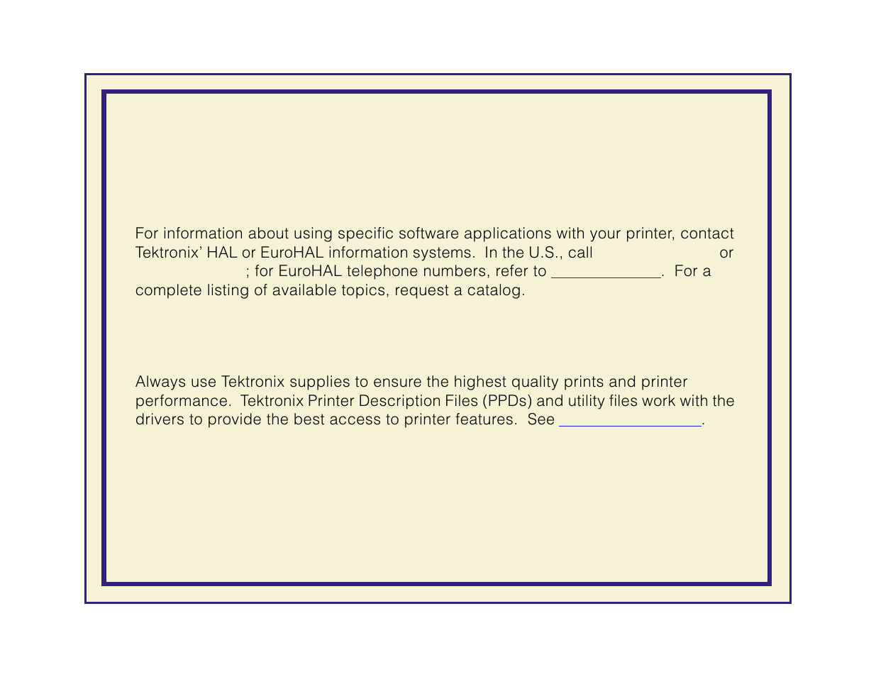 Printing hints, Application hints, Tektronix supplies and software | Tektronix Phaser 600 User Manual | Page 635 / 798