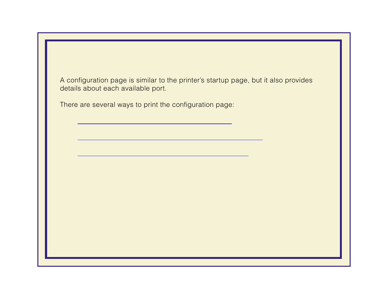 Oubleshooting. refer to, Printing the configuration page | Tektronix Phaser 600 User Manual | Page 716 / 798