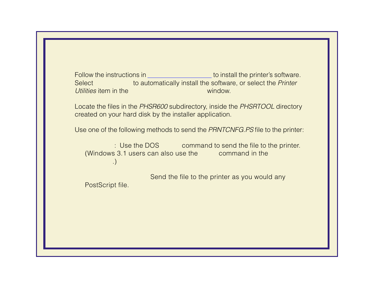 Pc utility file: prntcnfg.ps | Tektronix Phaser 600 User Manual | Page 721 / 798