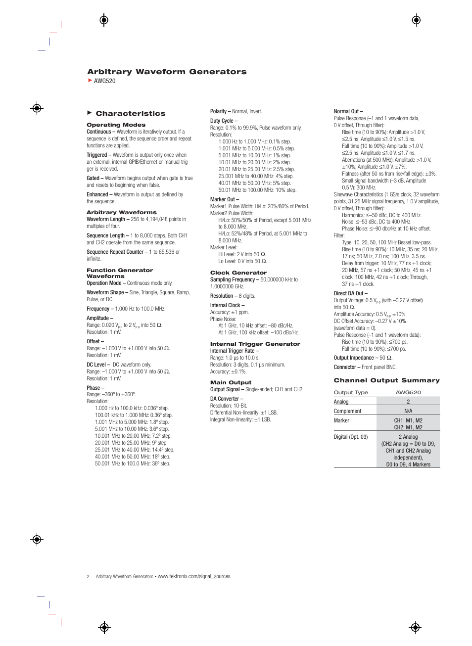 Tektronix AWG520 User Manual | Page 2 / 4