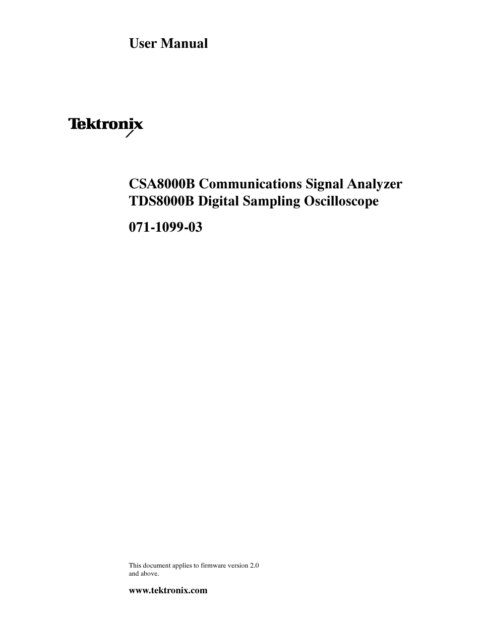 Tektronix CSA8000B User Manual | 354 pages