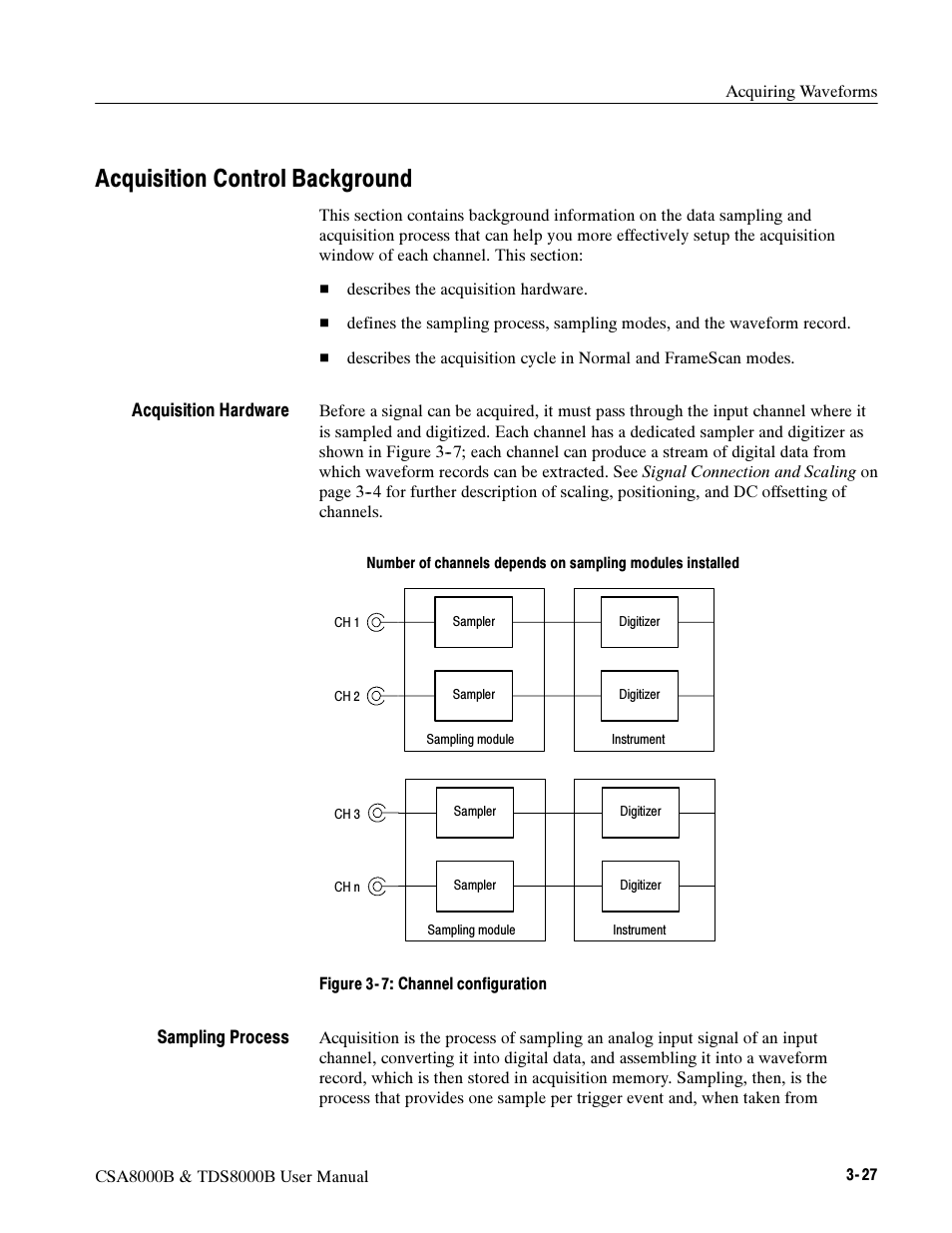 Acquisition control background | Tektronix CSA8000B User Manual | Page 101 / 354