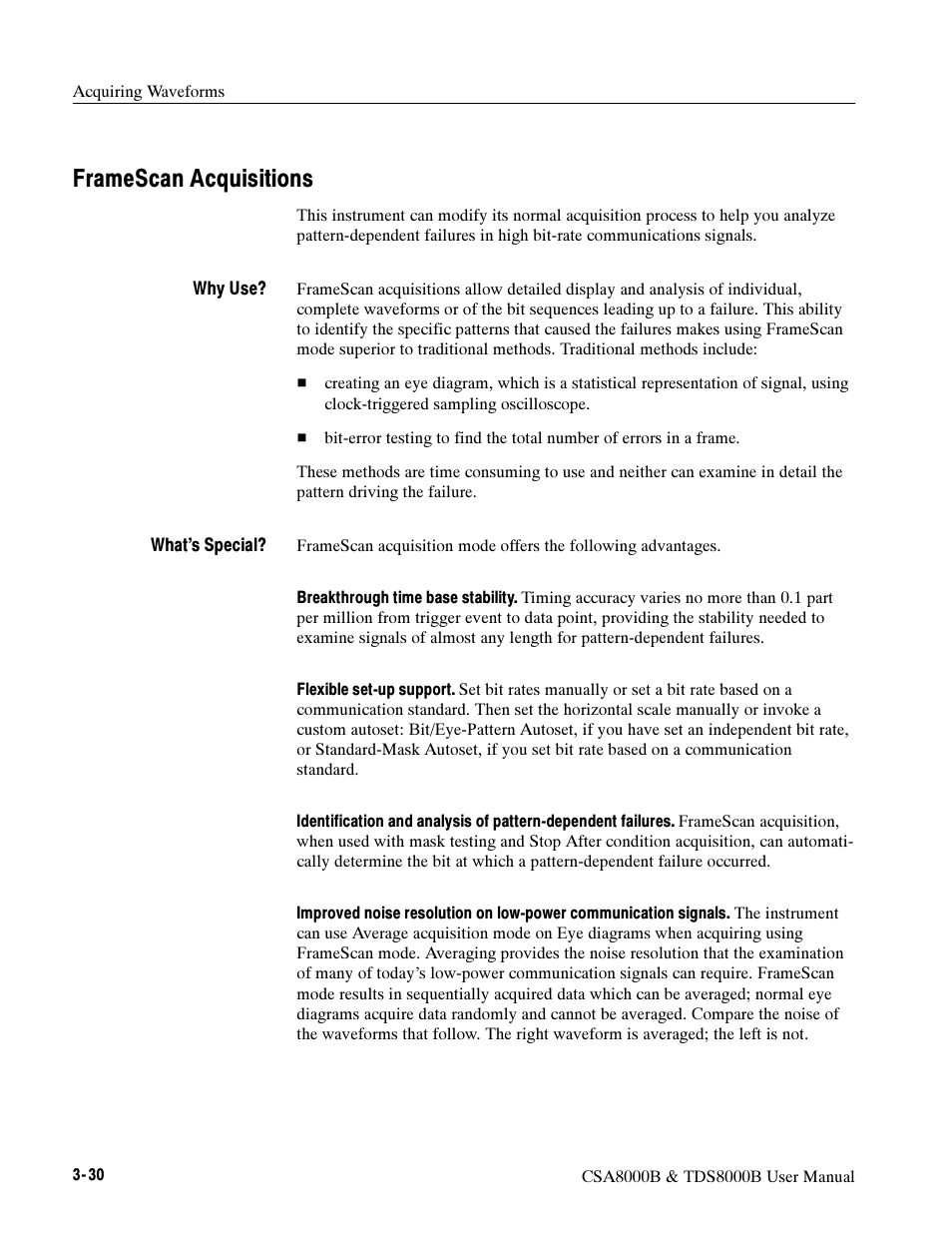 Framescan acquisitions | Tektronix CSA8000B User Manual | Page 104 / 354