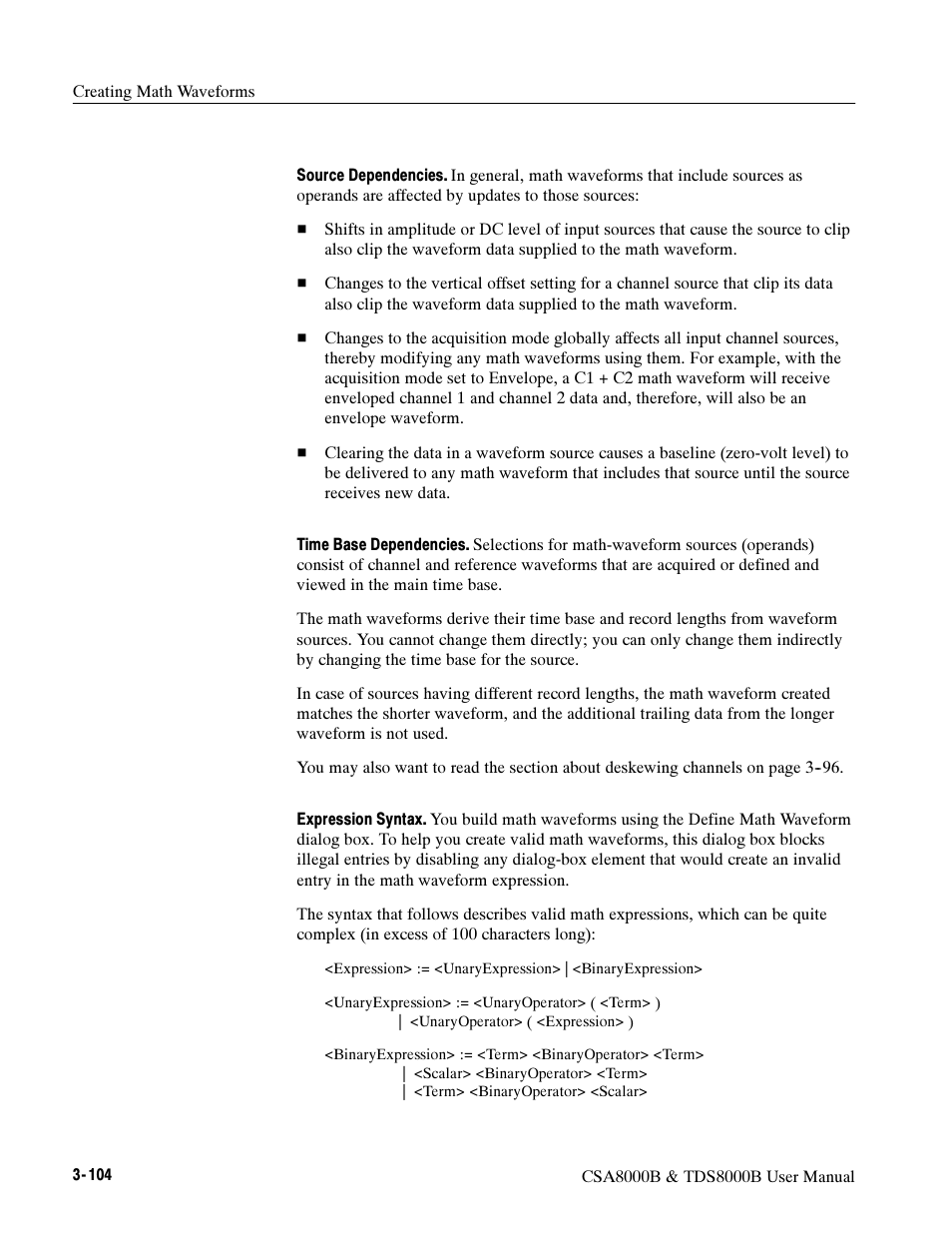 Tektronix CSA8000B User Manual | Page 178 / 354
