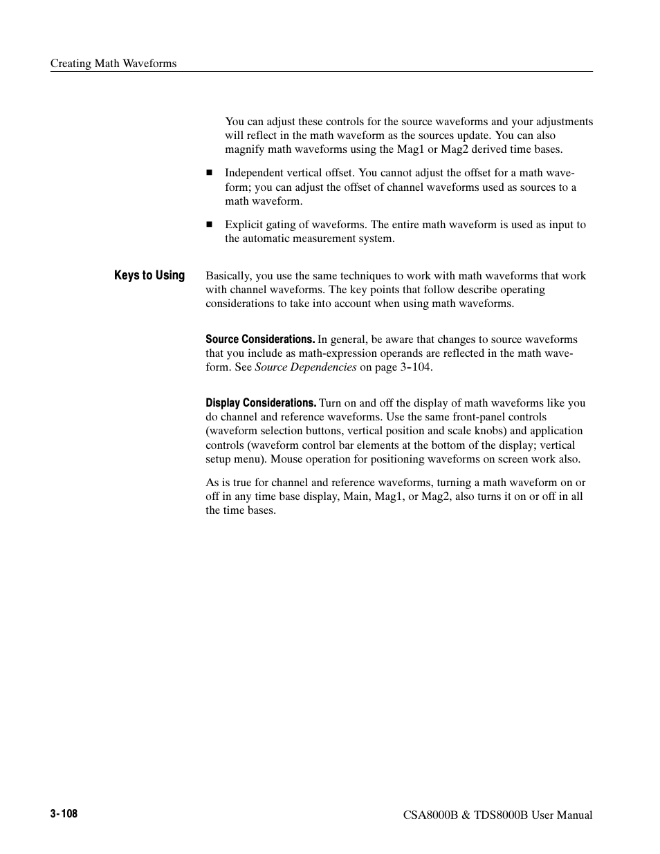 Tektronix CSA8000B User Manual | Page 182 / 354