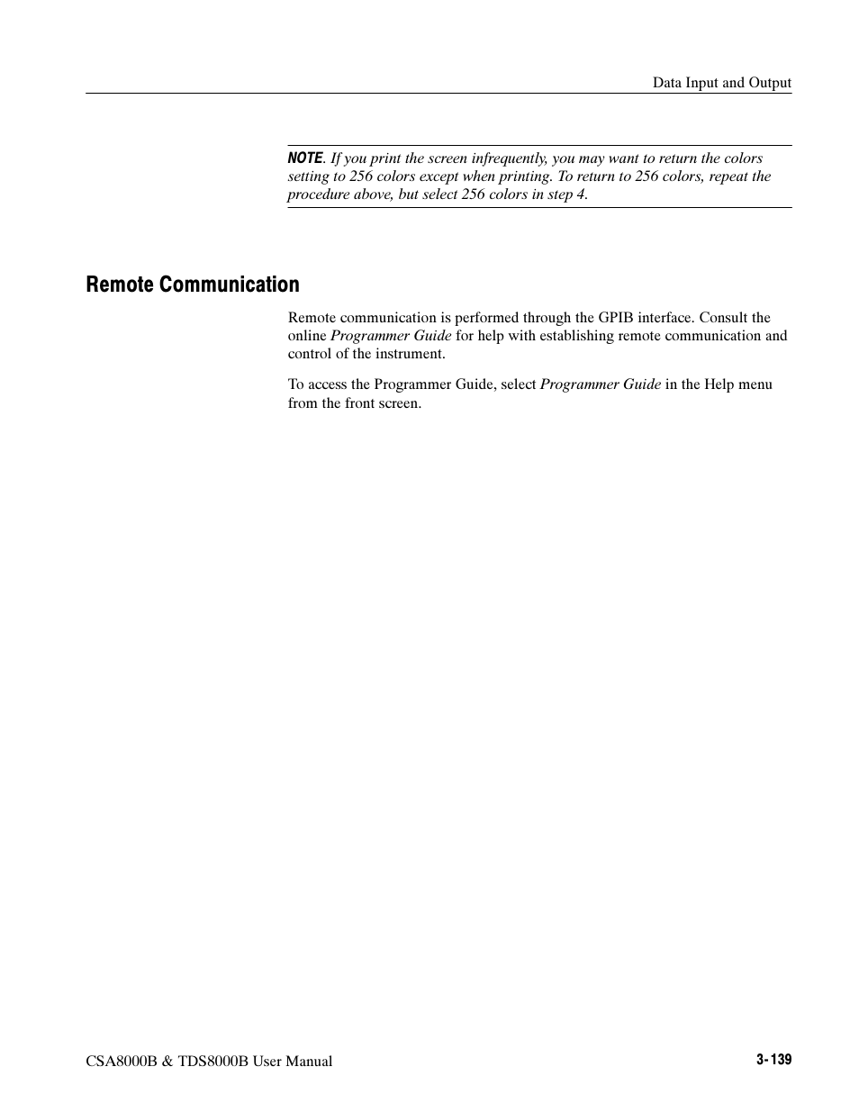 Remote communication | Tektronix CSA8000B User Manual | Page 213 / 354