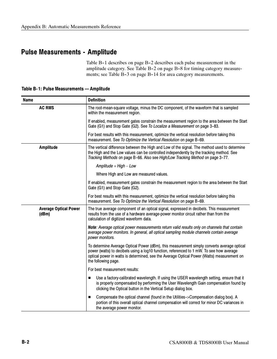 Pulse measurements - amplitude | Tektronix CSA8000B User Manual | Page 264 / 354