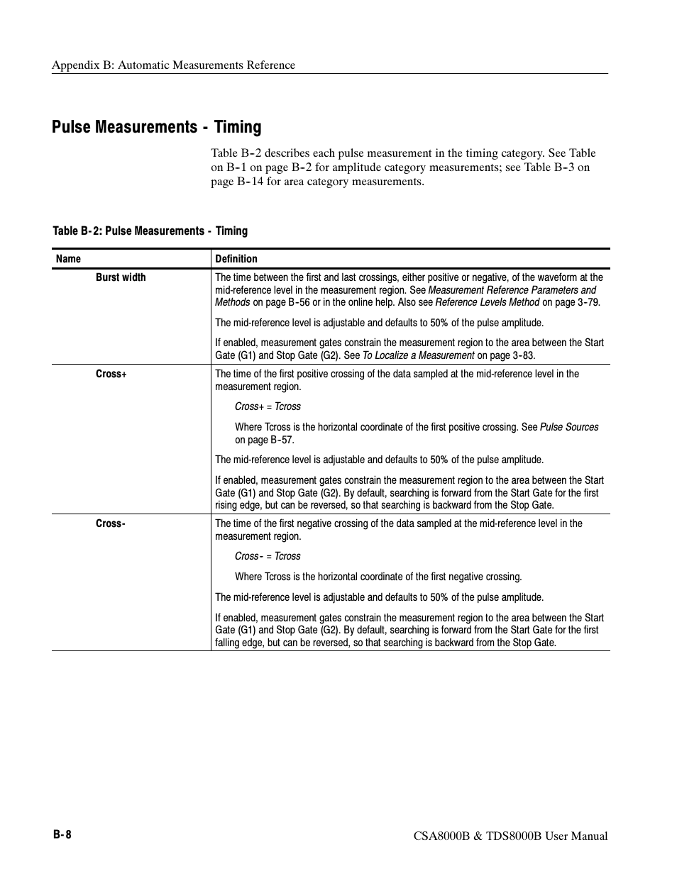 Pulse measurements - timing | Tektronix CSA8000B User Manual | Page 270 / 354