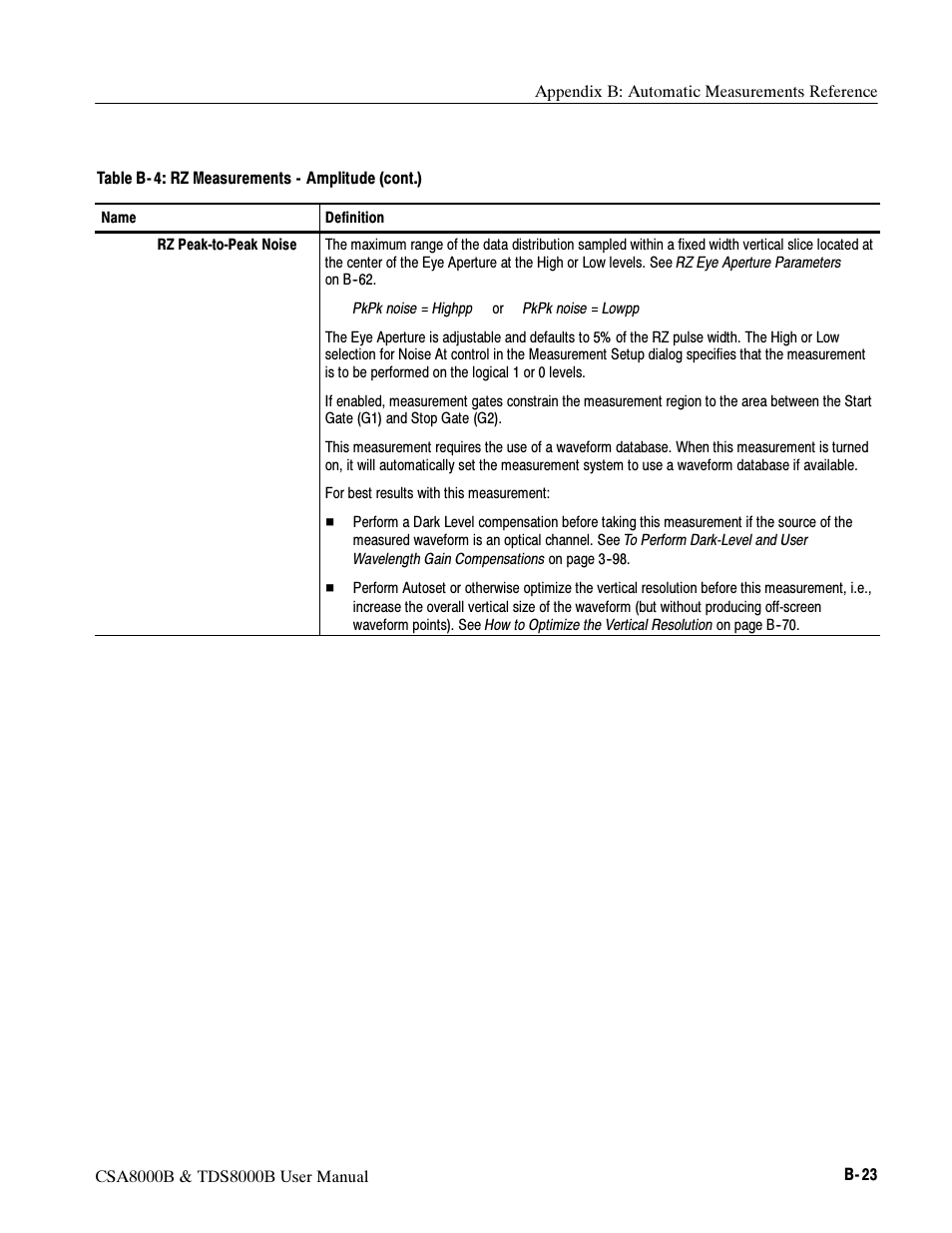 Tektronix CSA8000B User Manual | Page 285 / 354