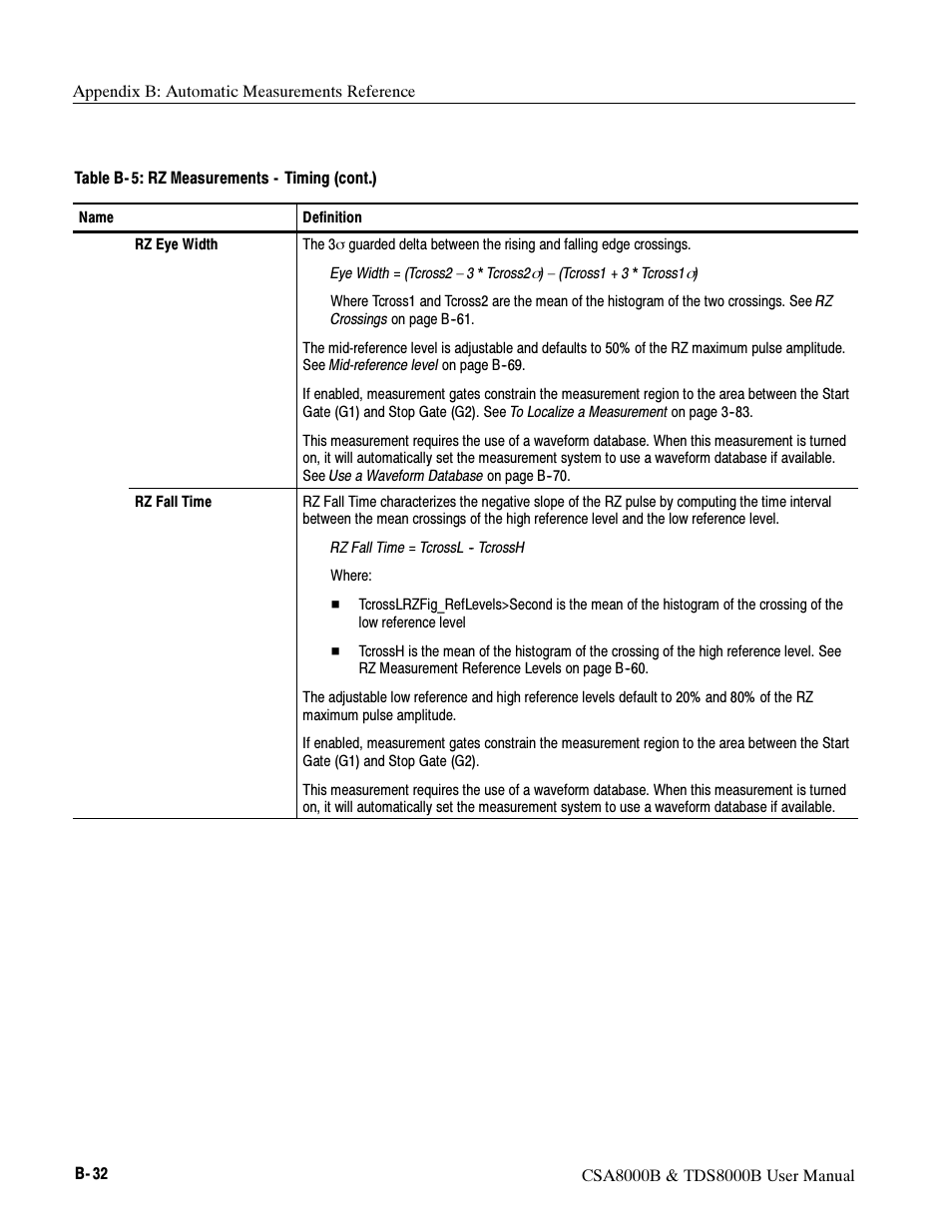 Tektronix CSA8000B User Manual | Page 294 / 354