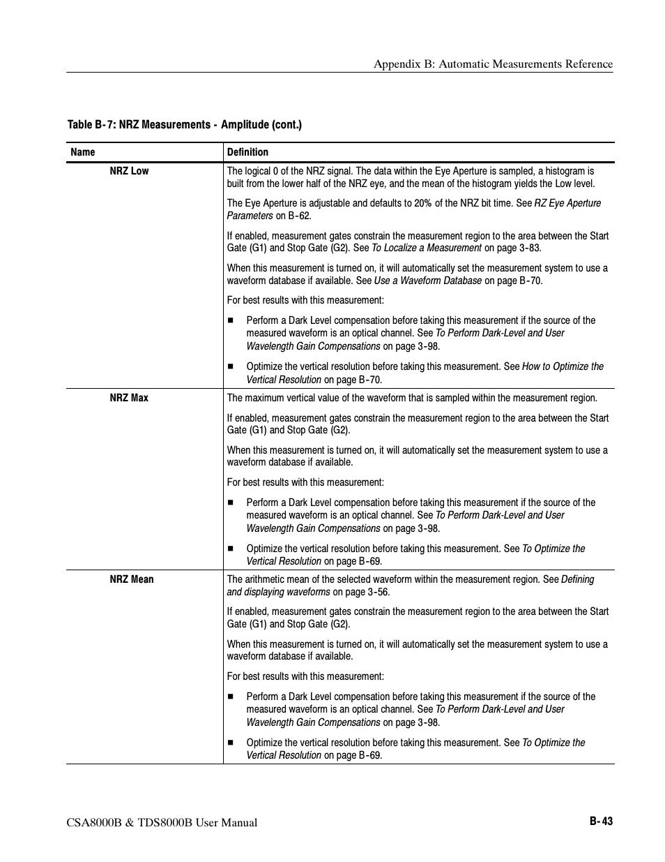 Tektronix CSA8000B User Manual | Page 305 / 354