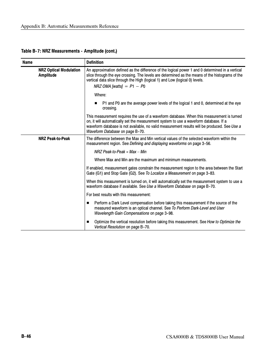 Tektronix CSA8000B User Manual | Page 308 / 354