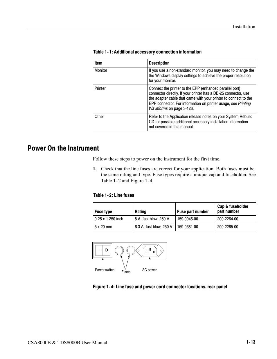 Power on the instrument | Tektronix CSA8000B User Manual | Page 31 / 354