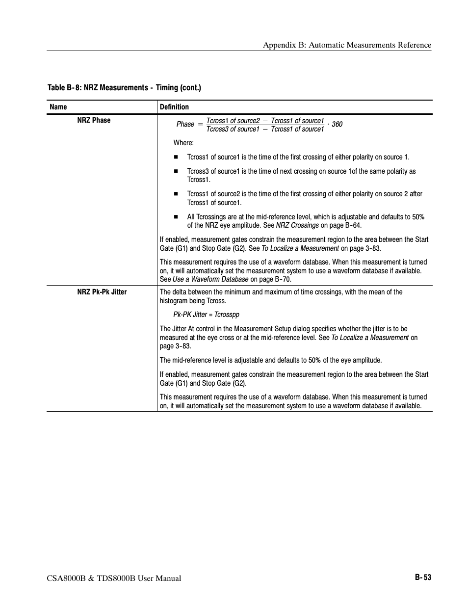 Tektronix CSA8000B User Manual | Page 315 / 354