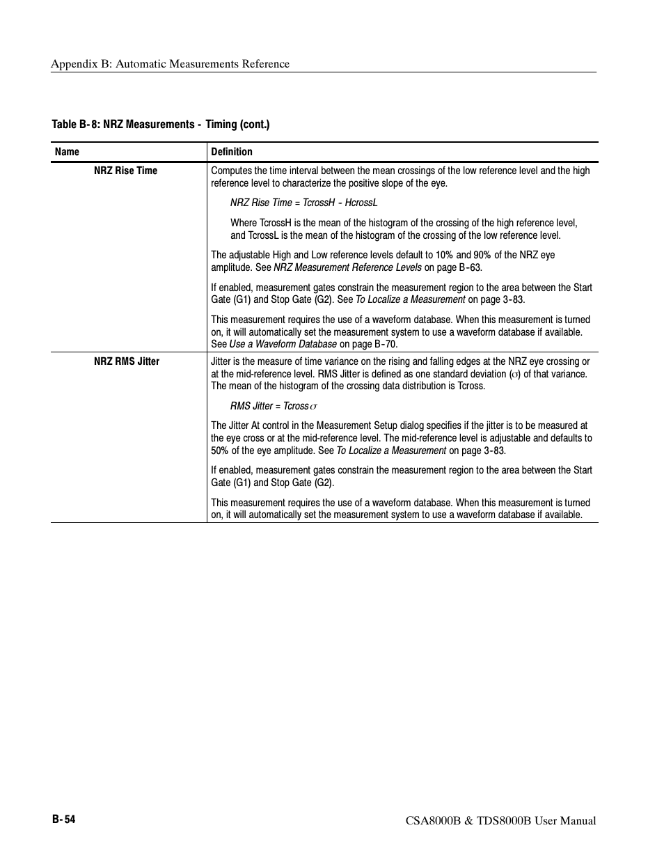 Tektronix CSA8000B User Manual | Page 316 / 354