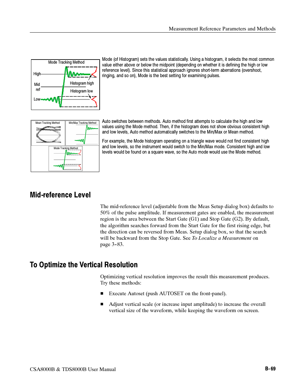 Mid-reference level, To optimize the vertical resolution | Tektronix CSA8000B User Manual | Page 331 / 354