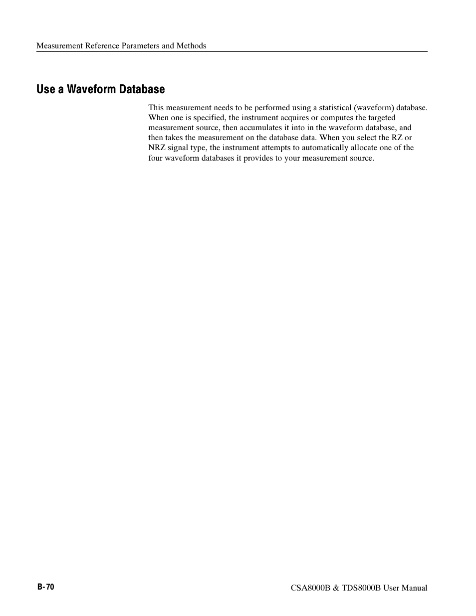 Use a waveform database | Tektronix CSA8000B User Manual | Page 332 / 354