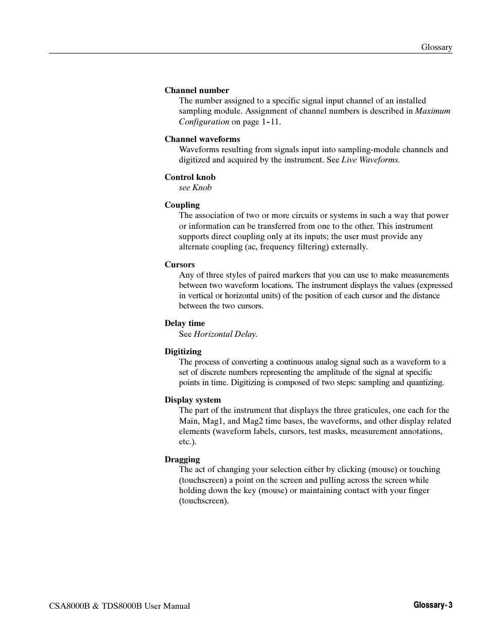 Tektronix CSA8000B User Manual | Page 335 / 354