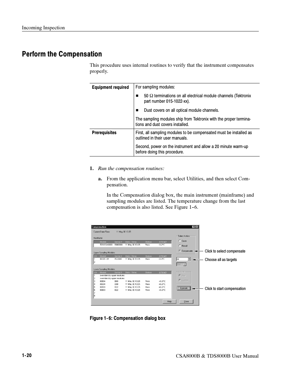 Perform the compensation | Tektronix CSA8000B User Manual | Page 38 / 354