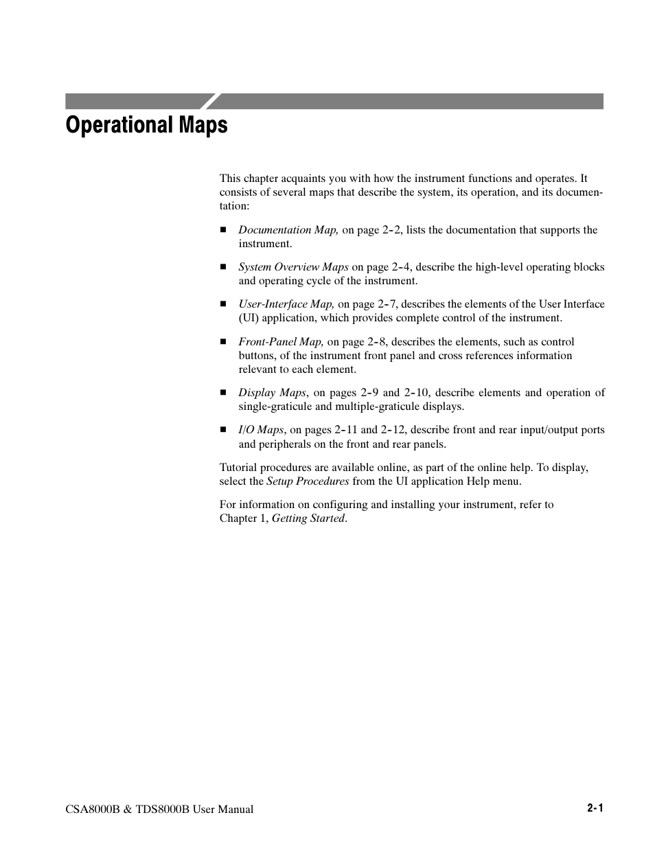 Operational maps | Tektronix CSA8000B User Manual | Page 63 / 354