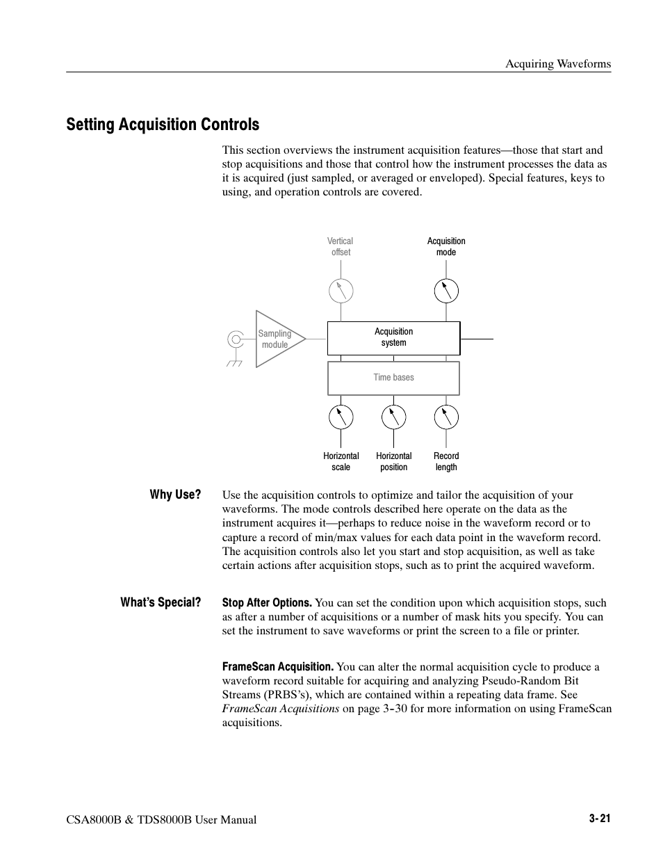 Setting acquisition controls | Tektronix CSA8000B User Manual | Page 95 / 354