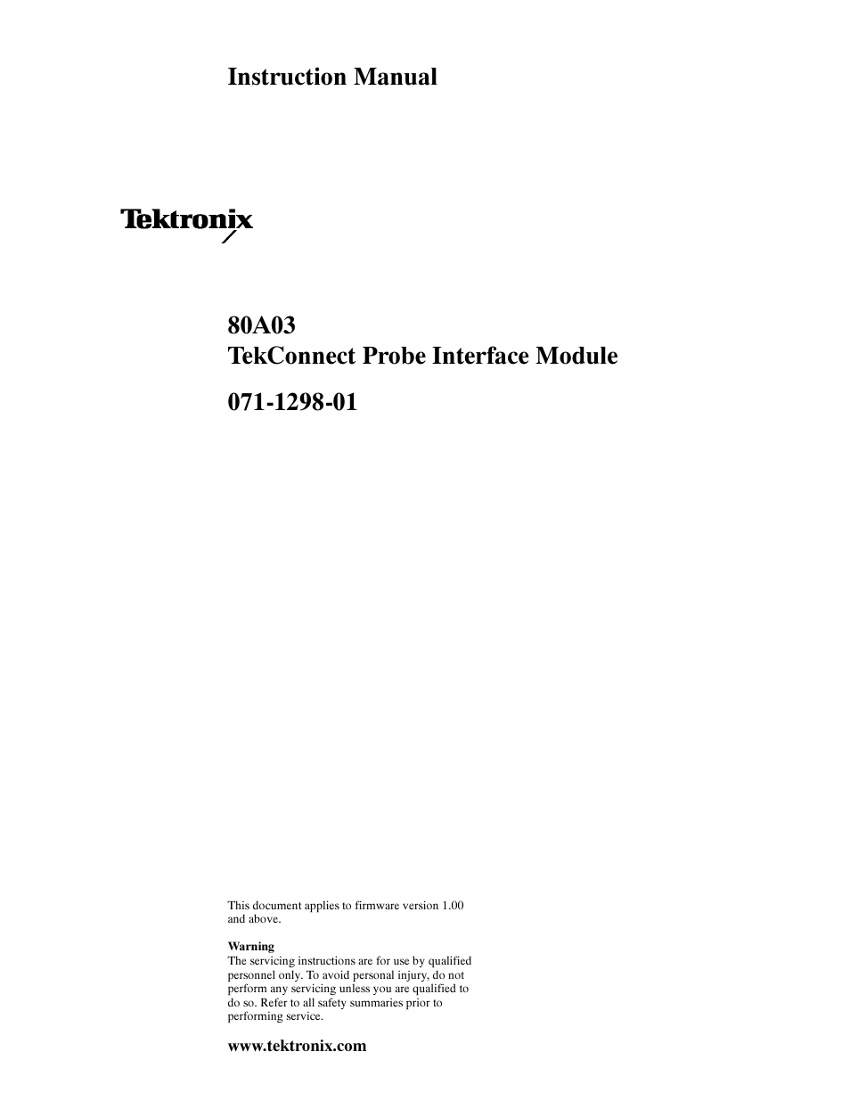 Tektronix TekConnect Probe Interface Module 80A03 User Manual | 42 pages