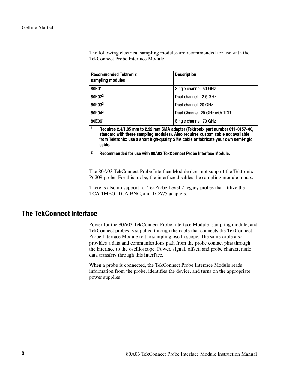 The tekconnect interface | Tektronix TekConnect Probe Interface Module 80A03 User Manual | Page 12 / 42