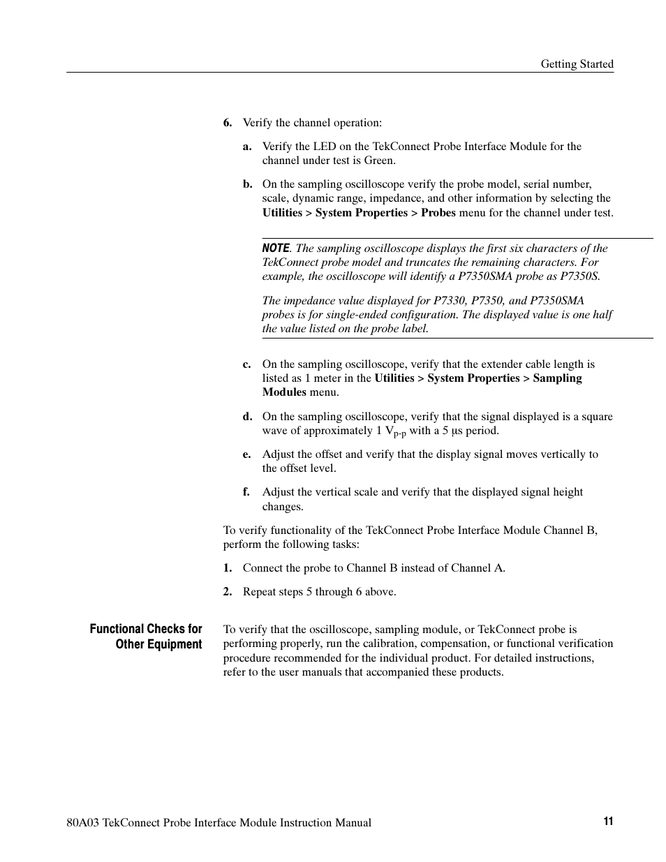 Tektronix TekConnect Probe Interface Module 80A03 User Manual | Page 21 / 42